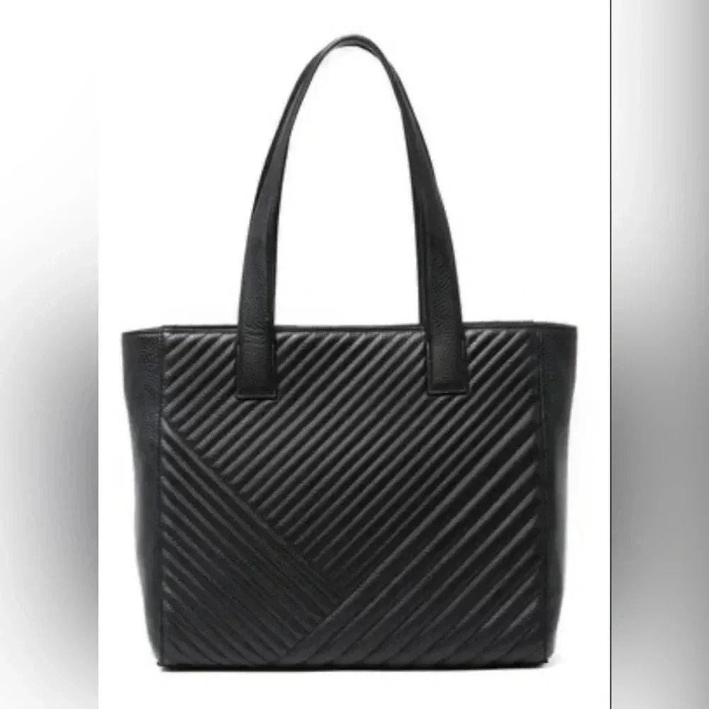 14th & Union Muse Leather Quilted Tote Bag In Black
